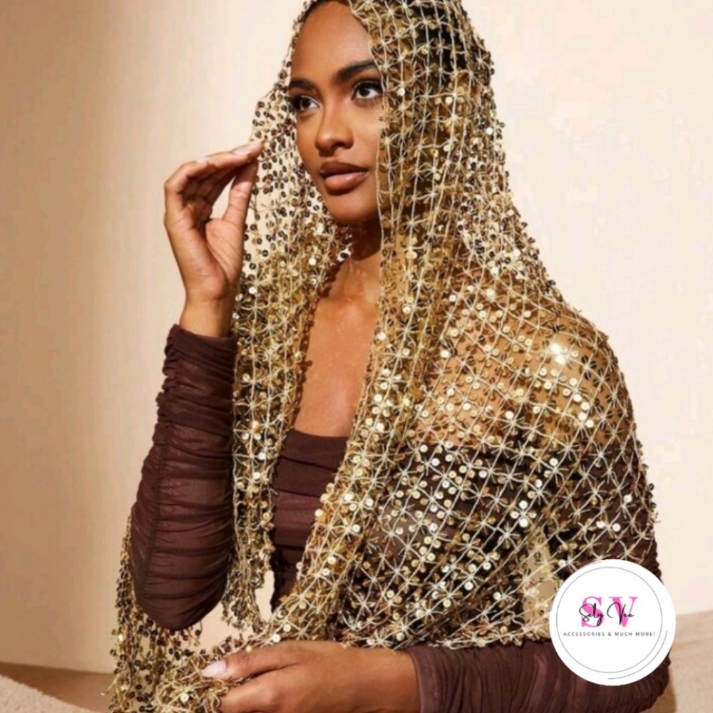 Gold sequin scarf